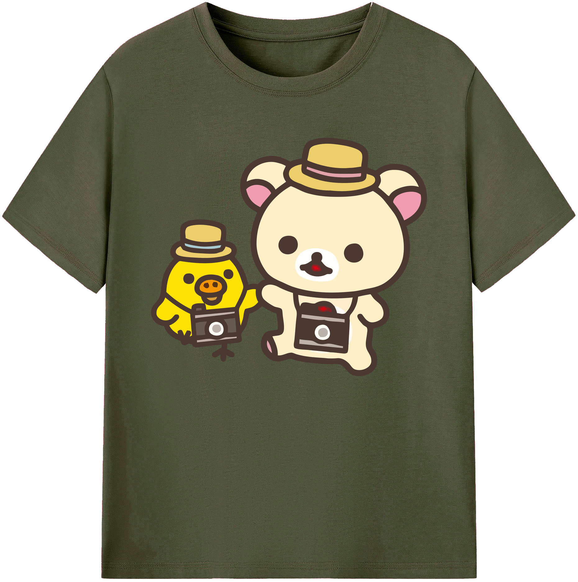 （画像用） リラックマ リラックマ キイロイトリ Rilakkuma Korilakkuma Kiiroitori 綿100％ メンズ半袖Tシャツ｜肌触りやわらか＆通気性